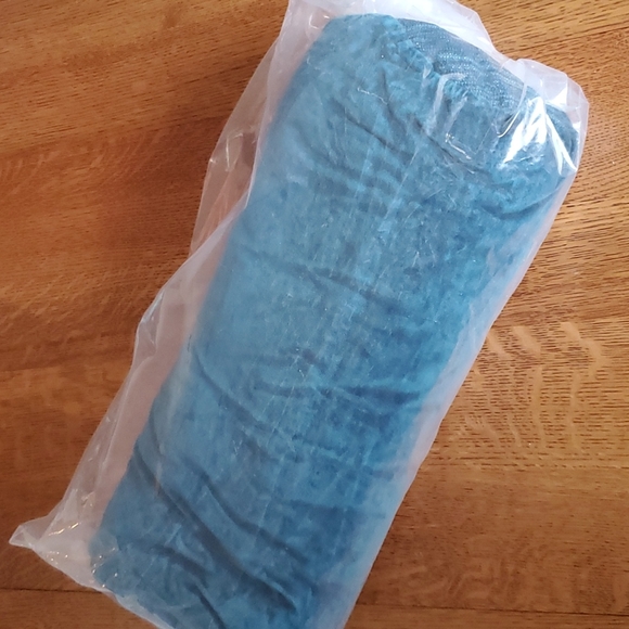 Anthropologie Velvet Trova Bolster Pillow - deep turquoise blue - Picture 12 of 12